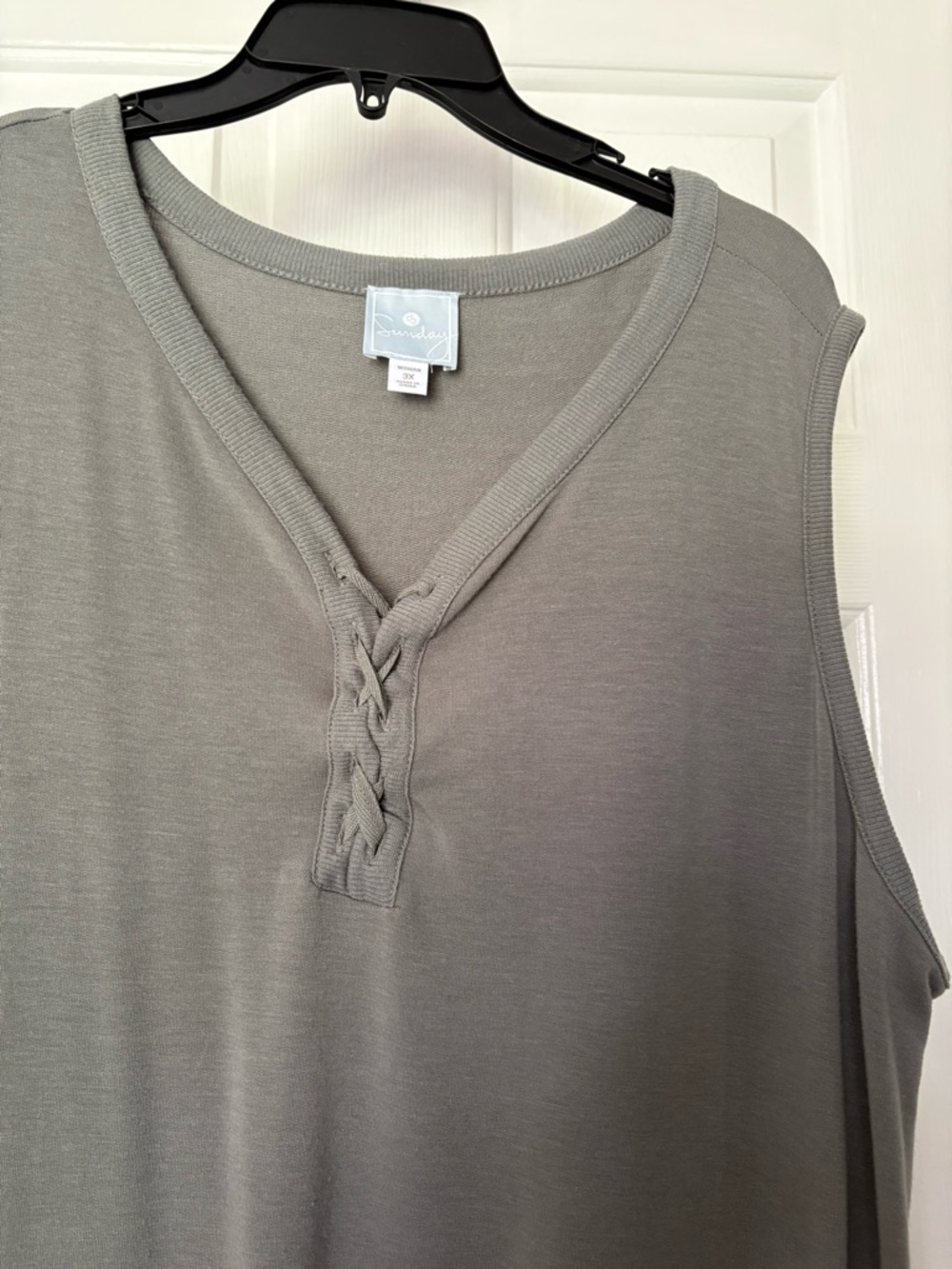sundays Braided V-Neck Sleeveless Tank Top in Gray